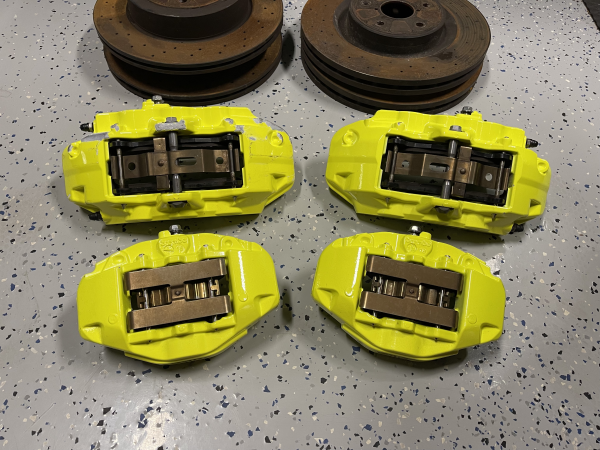 2018-2021 SUBARU WRX STI 6 POT FRONT & REAR BREMBO BRAKE CALIPERS KIT 24K MILES - Image 2