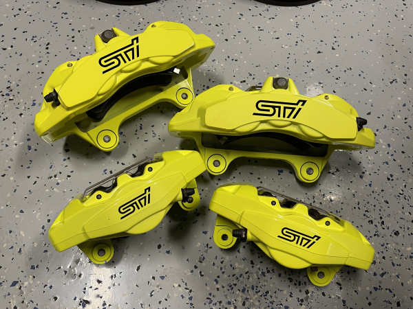 2018-2021 SUBARU WRX STI 6 POT FRONT & REAR BREMBO BRAKE CALIPERS KIT 24K MILES - Image 10