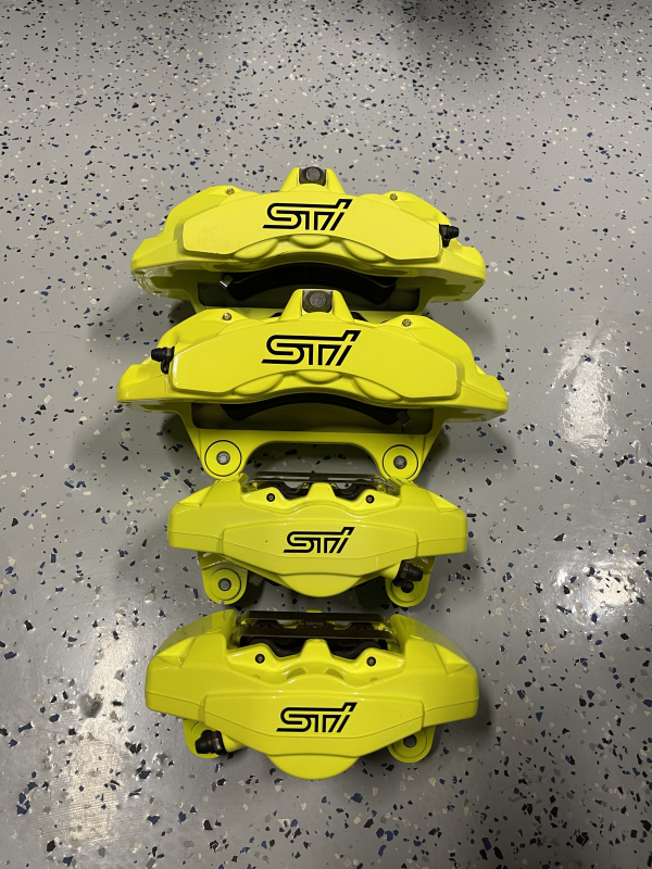 2018-2021 SUBARU WRX STI 6 POT FRONT & REAR BREMBO BRAKE CALIPERS KIT 24K MILES - Image 11