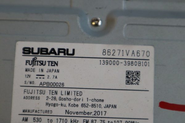 18 2018 SUBARU WRX STI GPS STEREO DECK CD PLAYER RADIO HEAD UNIT 86271VA670 - Image 7