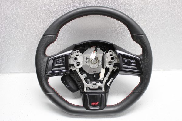 2015-2021 SUBARU WRX STI STEERING WHEEL ASSEMBLY LEATHER RED STITCHED OEM