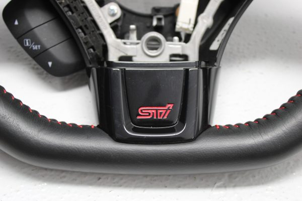 2015-2021 SUBARU WRX STI STEERING WHEEL ASSEMBLY LEATHER RED STITCHED OEM - Image 6