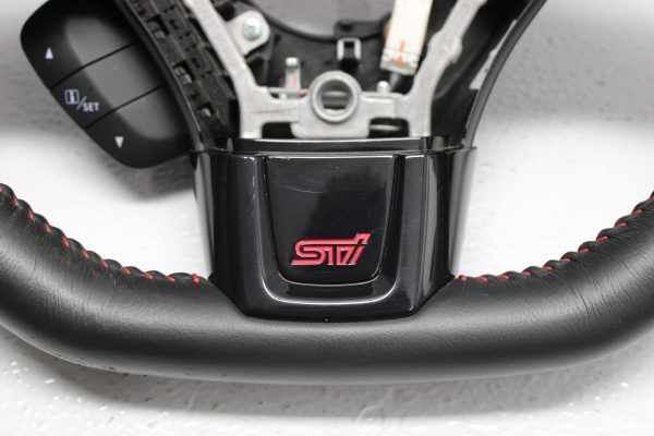 2015-2021 SUBARU WRX STI STEERING WHEEL ASSEMBLY LEATHER RED STITCHED OEM - Image 6