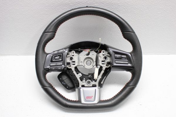 2015-2021 SUBARU WRX STI STEERING WHEEL ASSEMBLY RED STITCHED OEM
