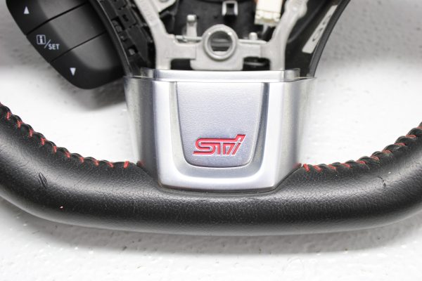 2015-2021 SUBARU WRX STI STEERING WHEEL ASSEMBLY RED STITCHED OEM - Image 6