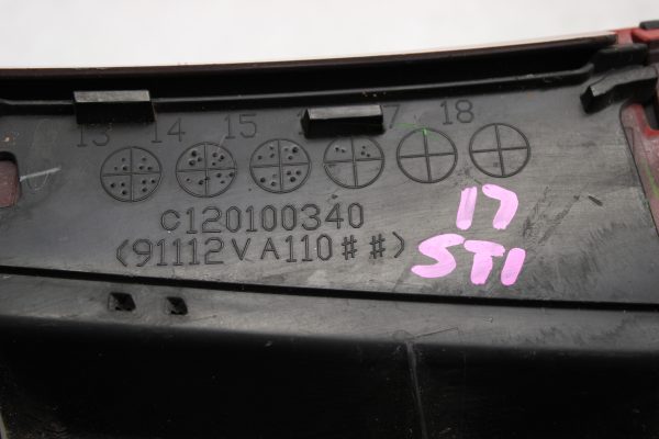 2015-2021 SUBARU WRX STI LH DRIVER SIDE FENDER GARNISH RED OEM - Image 12
