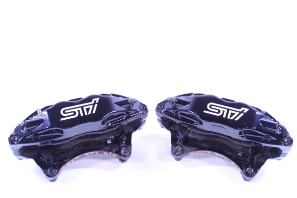 2008-2017 SUBARU WRX STI 4 POT BLACK FRONT BREMBO BRAKE CALIPERS LH/RH OEM