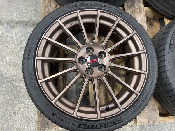 2020 SUBARU BRZ TS MATTE BRONZE STI WHEELS RIMS & TIRES OEM 5X100 18X7.5 +48 - Image 5