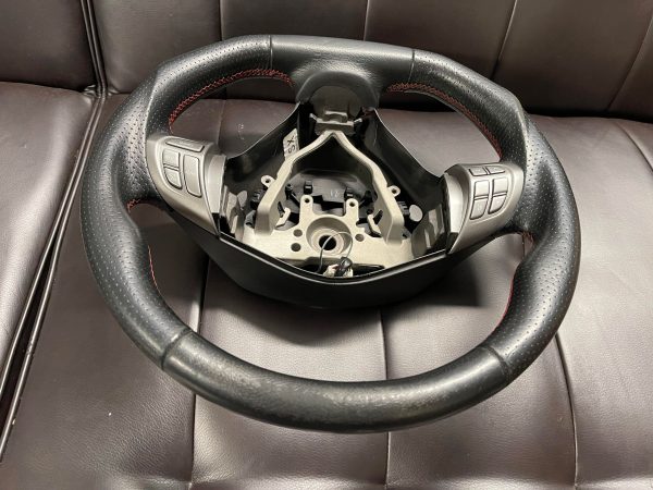 2008-2014 SUBARU WRX & STI GT SPEC D-SHAPED LEATHER STEERING WHEEL RED STITCHED - Image 4