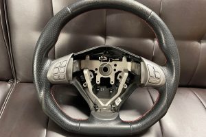 2008-2014 SUBARU WRX & STI GT SPEC D-SHAPED LEATHER STEERING WHEEL RED STITCHED
