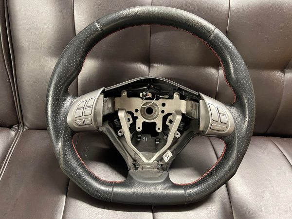 2008-2014 SUBARU WRX & STI GT SPEC D-SHAPED LEATHER STEERING WHEEL RED STITCHED