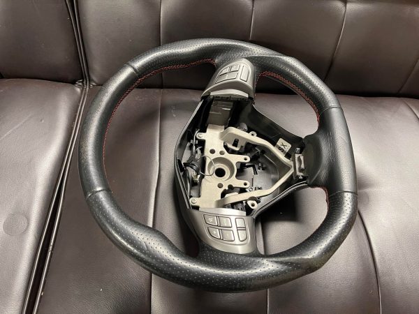 2008-2014 SUBARU WRX & STI GT SPEC D-SHAPED LEATHER STEERING WHEEL RED STITCHED - Image 3