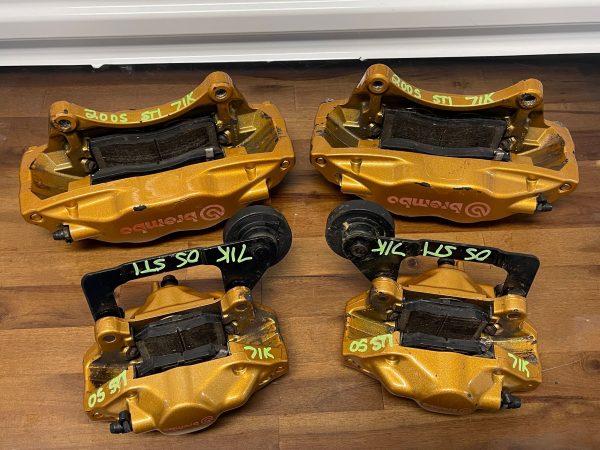 2004-2007 SUBARU WRX STI FRONT & REAR GOLD BREMBO BRAKE CALIPERS OEM 71K MILES - Image 4