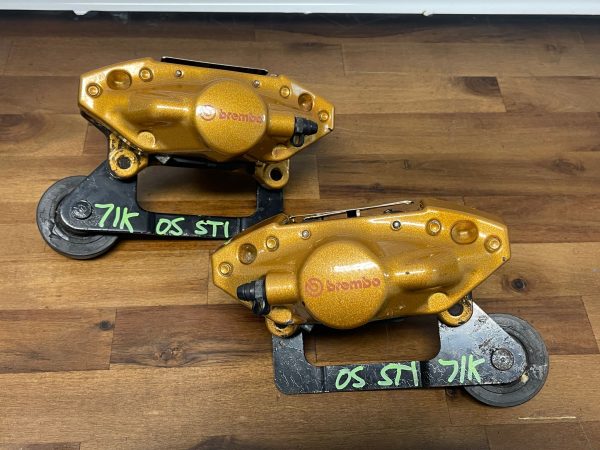 2004-2007 SUBARU WRX STI FRONT & REAR GOLD BREMBO BRAKE CALIPERS OEM 71K MILES - Image 12