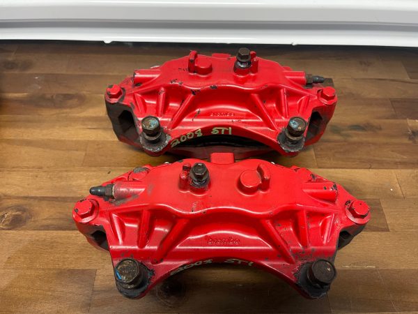 2008-2017 SUBARU WRX STI FRONT & REAR RED BREMBO BRAKE CALIPERS 69K MILES OEM - Image 8