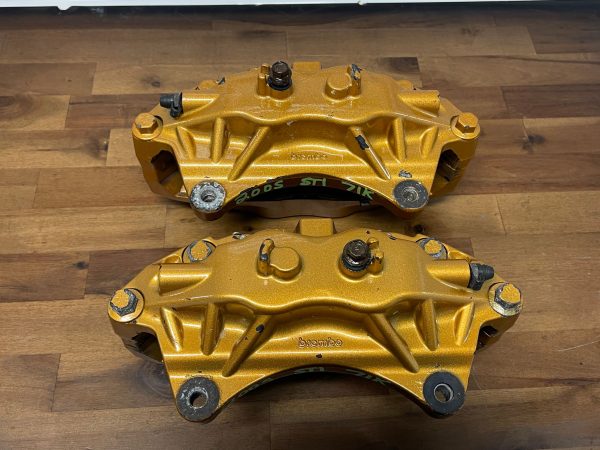 2004-2007 SUBARU WRX STI FRONT & REAR GOLD BREMBO BRAKE CALIPERS OEM 71K MILES - Image 8