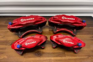 2008-2017 SUBARU WRX STI FRONT & REAR RED BREMBO BRAKE CALIPERS 69K MILES OEM