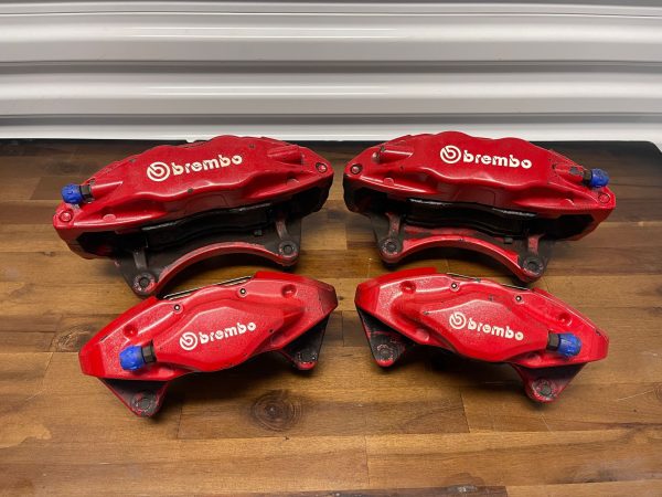 2008-2017 SUBARU WRX STI FRONT & REAR RED BREMBO BRAKE CALIPERS 69K MILES OEM