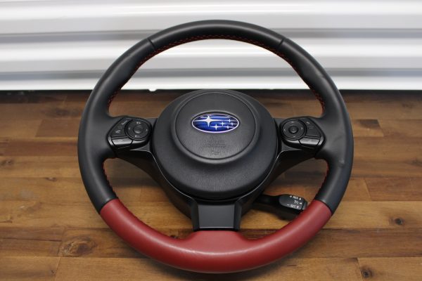 2020 SUBARU BRZ TS RED / BLACK LEATHER STEERING WHEEL & HORN OEM - Image 2