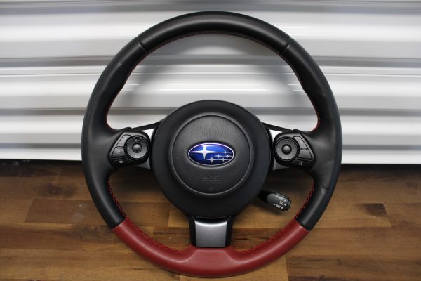 2020 SUBARU BRZ TS RED / BLACK LEATHER STEERING WHEEL & HORN OEM