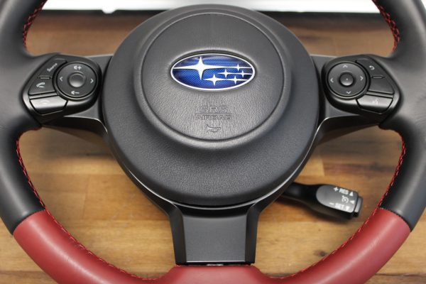 2020 SUBARU BRZ TS RED / BLACK LEATHER STEERING WHEEL & HORN OEM - Image 6