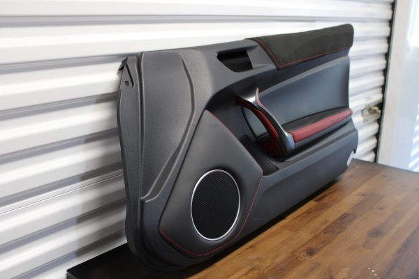 2020 SUBARU BRZ TS RH BLACK SUEDE / RED LEATHER DOOR PANEL CARD PASSENGER SIDE OEM - Image 2