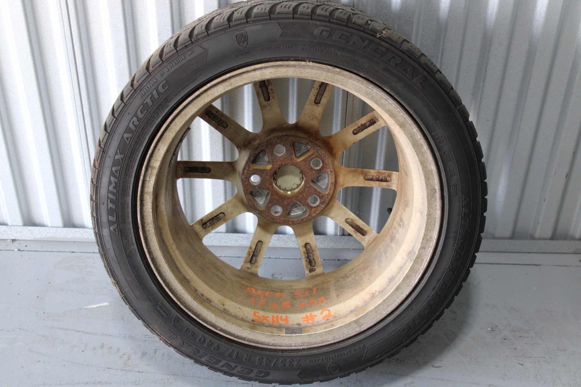 2005-2007 SUBARU WRX STI GOLD ENKEI WHEEL RIM & TIRE 17X8 +53 5X114 OEM - Image 11