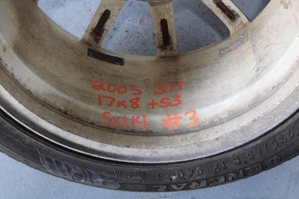 2005-2007 SUBARU WRX STI GOLD ENKEI WHEEL RIM & TIRE 17X8 +53 5X114 OEM - Image 10
