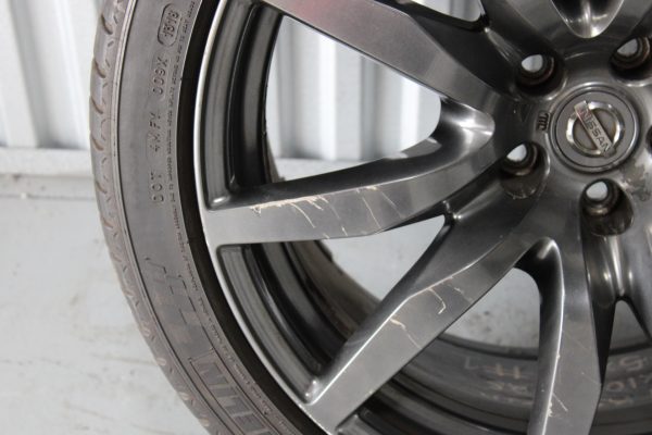 2015 NISSAN R35 GTR DBA RAYS REAR RIM WHEEL & TIRE 20X10.5 +25 5X114 OEM #1 - Image 5
