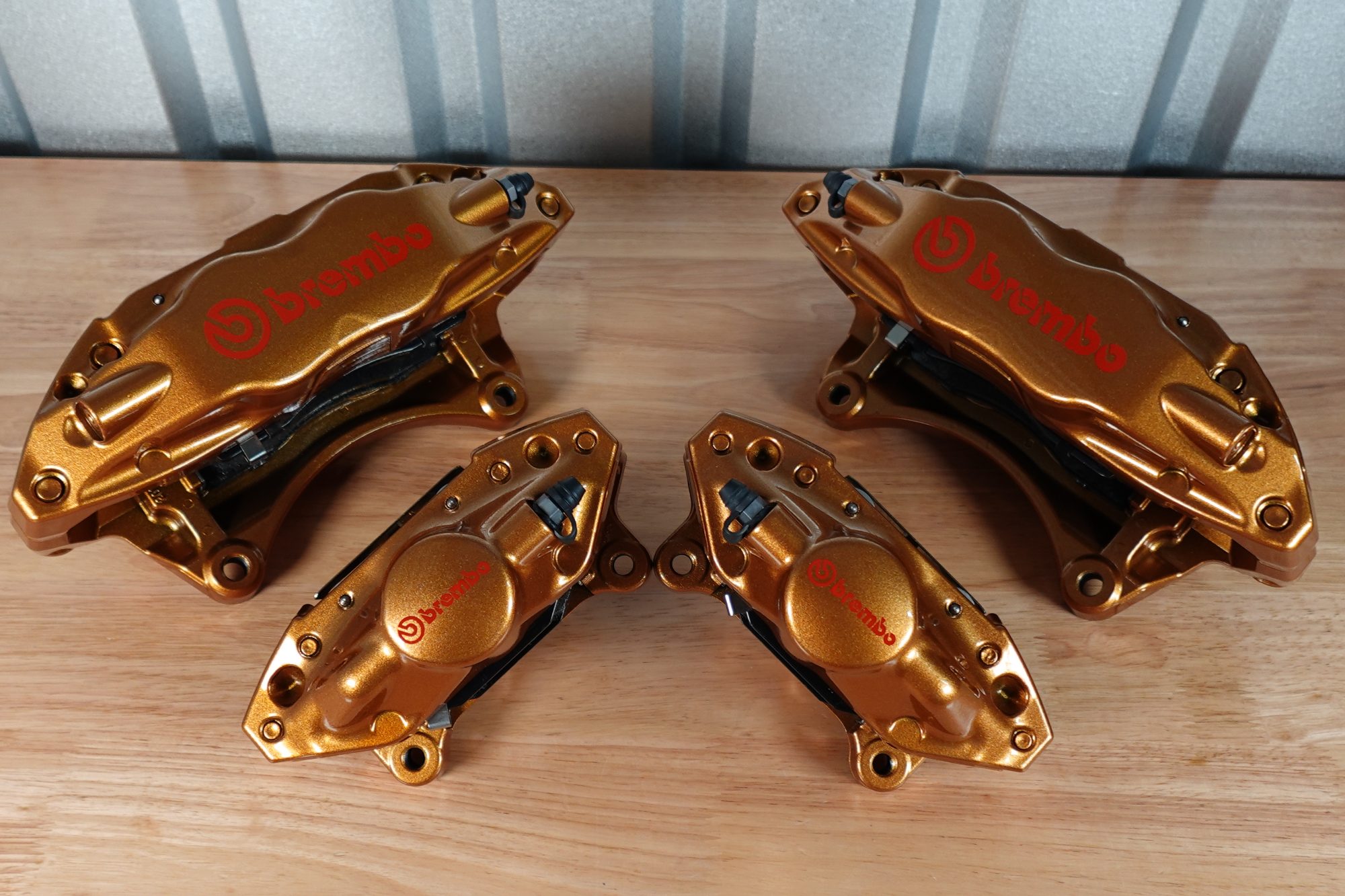NEW 2004-2007 Subaru WRX STI Gold Front & Rear Brembo Brake Calipers OEM